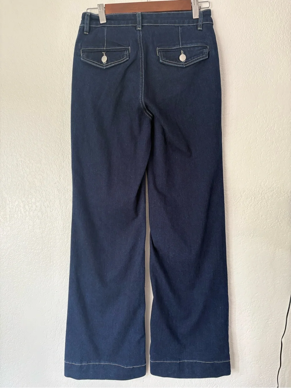 Flamingals High-Rise Dark Blue Wash front welt pockets xs